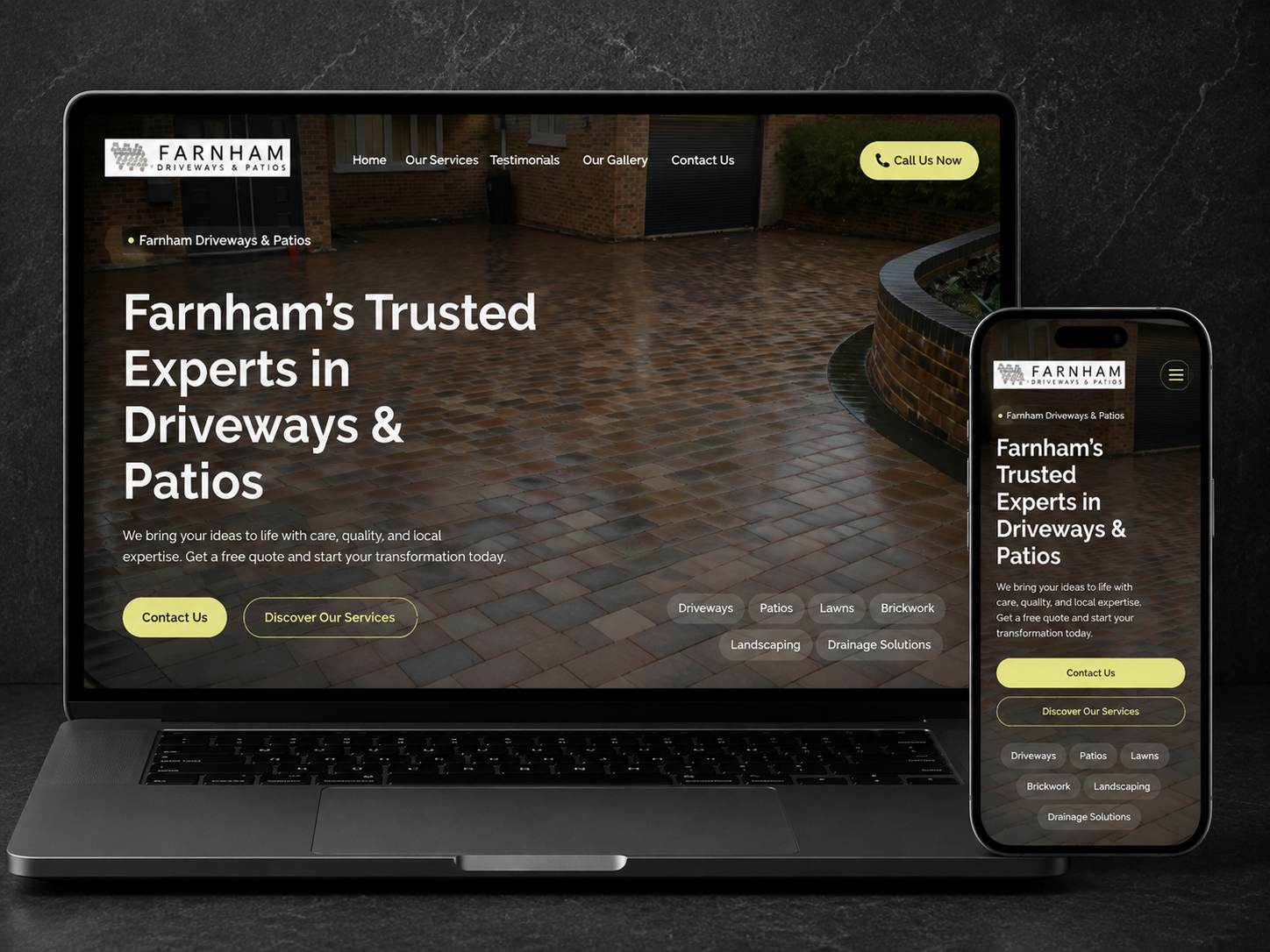 Driveways & Patios Website designed by Doncaster Web Design