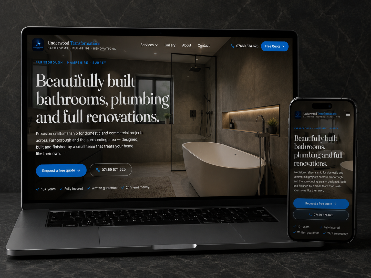 Bathrooms & Renovations Website designed by Doncaster Web Design